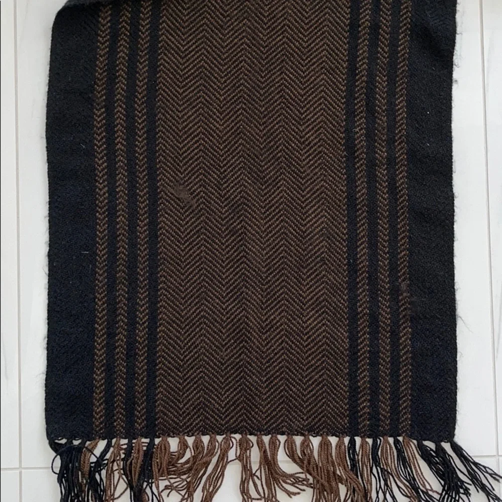 Black and Brown Stripe and Chevron Pattern Scarf One Size